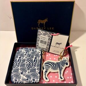 Dabney Lee Blue and White Zebra Key Ring and Coin Purse